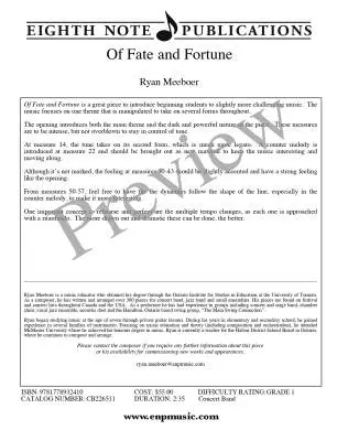 Of Fate and Fortune - Meeboer - Concert Band - Gr. 1