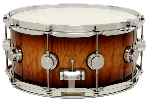 L&M Exclusive Collector\'s Series VLT Mahogany/Spruce 6.5x14\'\' Snare Drum - Tobacco Burst Over Quilted Maple