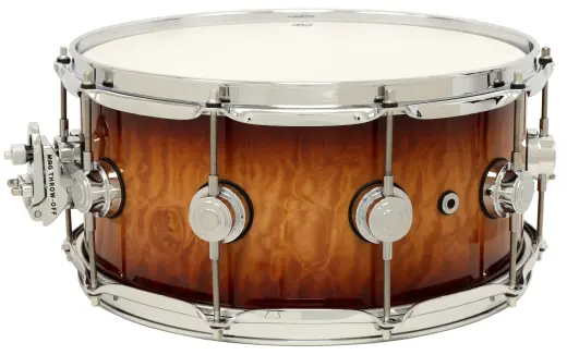 L&M Exclusive Collector\'s Series VLT Mahogany/Spruce 6.5x14\'\' Snare Drum - Tobacco Burst Over Quilted Maple
