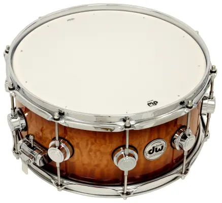 L&M Exclusive Collector\'s Series VLT Mahogany/Spruce 6.5x14\'\' Snare Drum - Tobacco Burst Over Quilted Maple