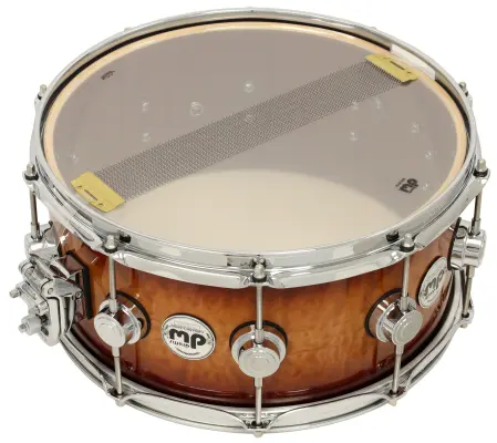 L&M Exclusive Collector\'s Series VLT Mahogany/Spruce 6.5x14\'\' Snare Drum - Tobacco Burst Over Quilted Maple