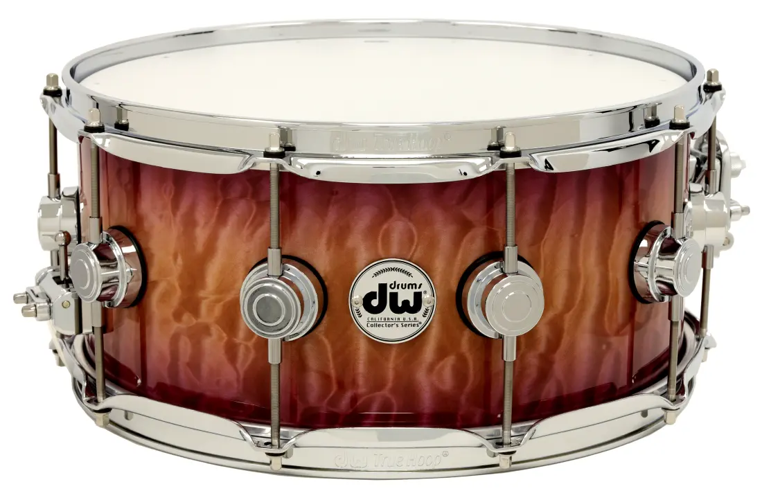 L&M Exclusive Collector\'s Series Purple Heart 6.5x14\'\' Snare Drum - Natural to Purple Burst Over Quilted Maple