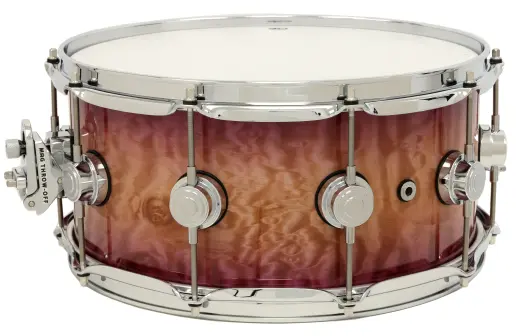 L&M Exclusive Collector\'s Series Purple Heart 6.5x14\'\' Snare Drum - Natural to Purple Burst Over Quilted Maple