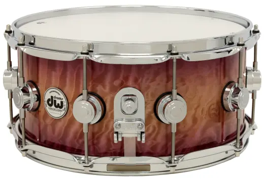 L&M Exclusive Collector\'s Series Purple Heart 6.5x14\'\' Snare Drum - Natural to Purple Burst Over Quilted Maple