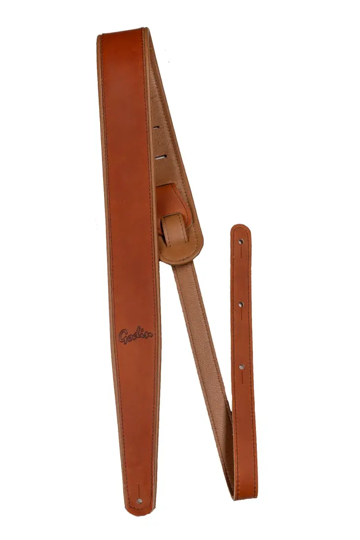 Brown Leather Felt Pad Guitar Strap