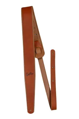 Godin Guitars - Brown Leather Felt Pad Guitar Strap