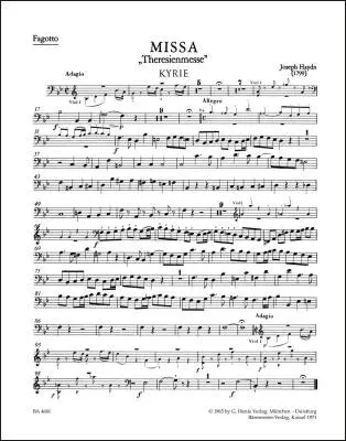 Missa in B-flat Major Hob.XXII:12 \'\'Theresa Mass\'\' - Haydn - Wind Set, Urtext Edition