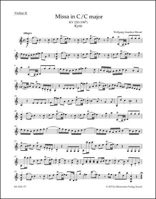 Missa in C Major K. 220 (196b) ''Sparrow Mass'' - Mozart - Violin II Part, Urtext Edition