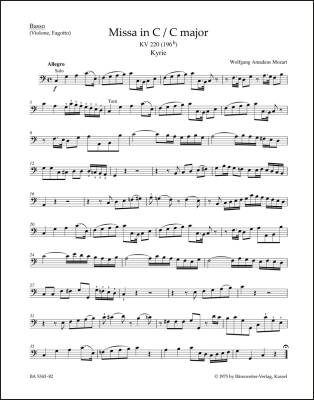 Missa in C Major K. 220 (196b) ''Sparrow Mass'' - Mozart - Cello/Double Bass/Bassoon Part, Urtext Edition