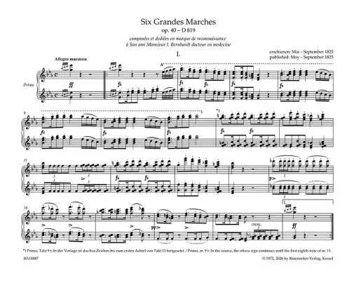 Six Grandes Marches Op. 40 D 819 - Schubert - 1P4H - Book