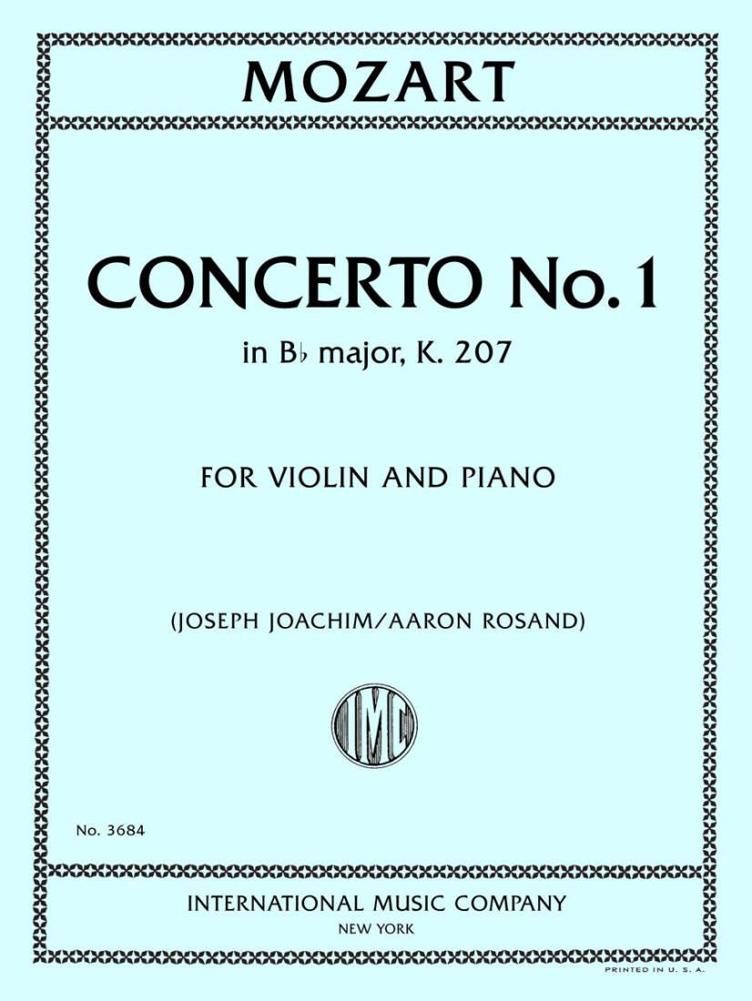 Concerto No. 1 in B Flat Major, K. 207 - Mozart/Rosand/Joachim - Violin/Piano