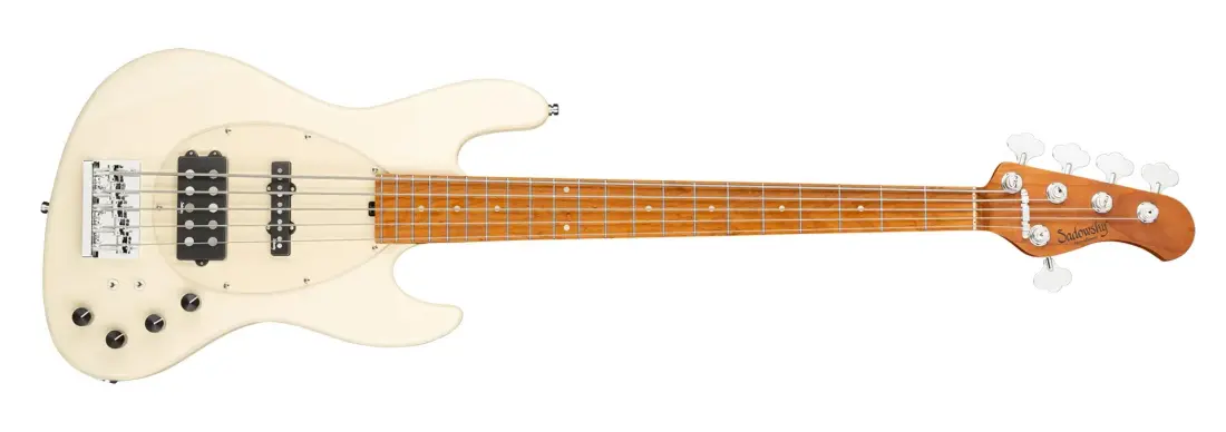 MetroExpress 21-Fret Vintage M/J 5-String Bass, Roasted Maple Fingerboard - Olympic White