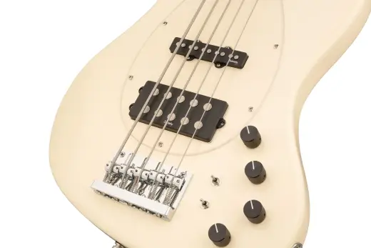 MetroExpress 21-Fret Vintage M/J 5-String Bass, Roasted Maple Fingerboard - Olympic White
