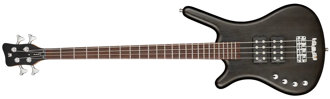 RockBass Corvette $$ Left-Handed 4-String Bass Guitar with Gig Bag - Nirvana Black Transparent Satin