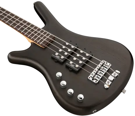 RockBass Corvette $$ Left-Handed 4-String Bass Guitar with Gig Bag - Nirvana Black Transparent Satin