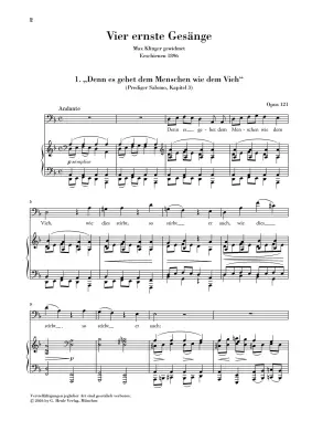 Four Serious Songs Op. 121 - Brahms/Behr - Vocal Score