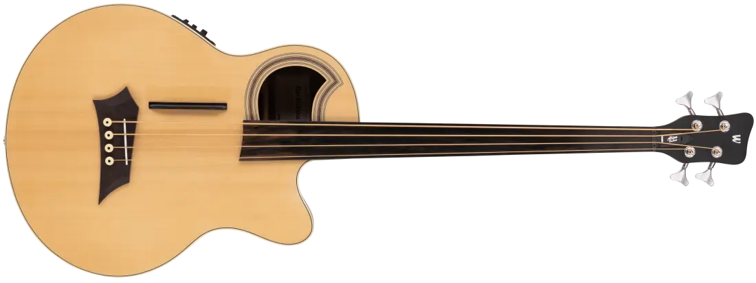 RockBass Alien Deluxe Fretless 4-String Acoustic-Electric Bass Guitar - Natural Transparent Satin