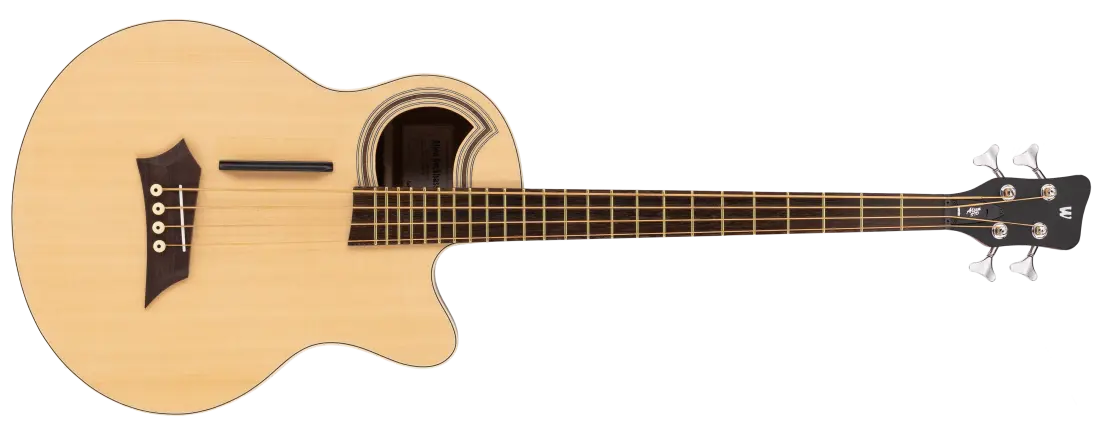 RockBass Alien Standard 4-String Acoustic-Electric Bass Guitar - Natural Transparent Satin
