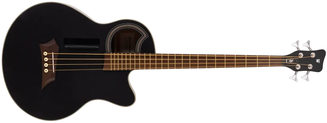 RockBass Alien Standard 4-String Acoustic-Electric Bass Guitar - Solid Black Satin