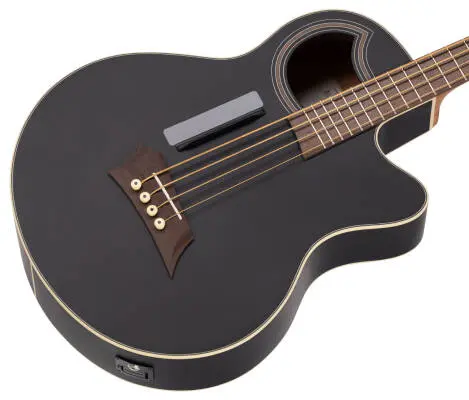 RockBass Alien Standard 4-String Acoustic-Electric Bass Guitar - Solid Black Satin