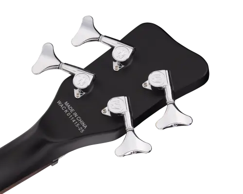 RockBass Alien Deluxe Hybrid Thinline Acoustic-Electric Bass Guitar - Solid Black Satin