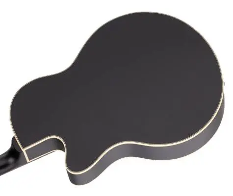 RockBass Alien Deluxe Hybrid Thinline Acoustic-Electric Bass Guitar - Solid Black Satin