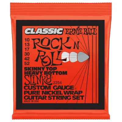 Ernie Ball - Classic Rock N Roll Pure Nickel Guitar String Set - Skinny Top Heavy Bottom Slinky (10-52)