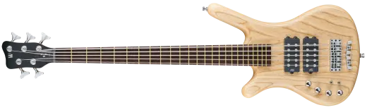 Warwick - Pro Series Corvette $$ 5-String Left-Handed Bass Guitar - Natural Transparent Satin