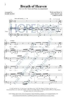 Breath of Heaven - Hayes - Choral Octavo - SATB Accompanied