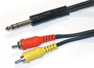 3 Foot Stereo 1/4-in. Male to 2x RCA Male