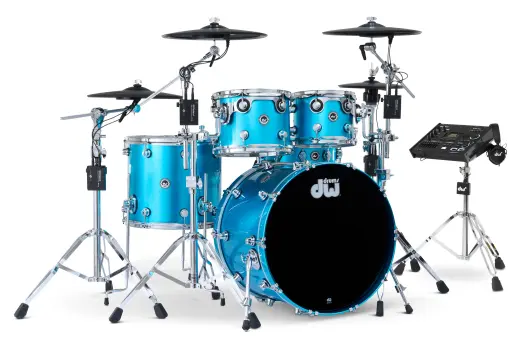 Drum Workshop - DWe 5-Piece Electronic Drumset, V71 Bundle with Roland Cymbals - Laser Blue Metallic Lacquer