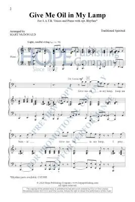 Give Me Oil in My Lamp - McDonald - Choral Octavo - SATB Accompanied