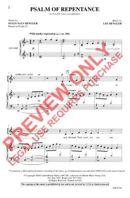 Psalm of Repentance - Dengler - Choral Octavo - SATB Accompanied