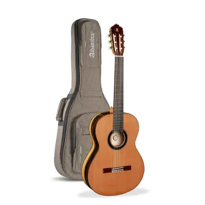 6 White Ebony Conservatory Classical Guitar with Gig Bag