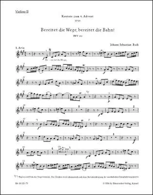 Baerenreiter Verlag - Bereitet die Wege, Bereitet die Bahn BWV 132 - Bach - Part, Urtext Edition