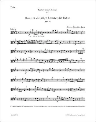 Baerenreiter Verlag - Bereitet die Wege, Bereitet die Bahn BWV 132 - Bach - Part, Urtext Edition