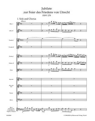 Jubilate for the Celebration of the Peace of Utrecht HWV 279 \'\'Utrecht Jubilate\'\' - Handel - Score, Urtext Edition - Soloists, Mixed Choir, Orchestra