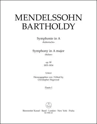 Baerenreiter Verlag - Symphony in a Major Op. 90 Italian (1833-1834) - Mendelssohn Bartholdy - Wind Set, Urtext Edition