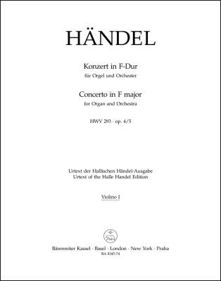 Concerto in F Major Op. 4/5 HWV 293 - Handel - Violin I Part, Urtext Edition