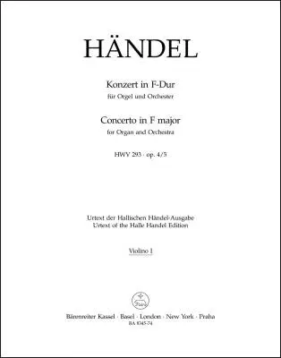Concerto in F Major Op. 4/5 HWV 293 - Handel - Violin I Part, Urtext Edition