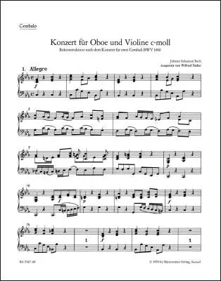Concerto in C Minor - Bach - Harpsichord Part, Urtext Edition