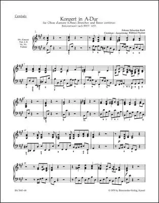 Concerto in a Major - Bach - Harpsichord/Basso Continuo Part, Urtext Edition