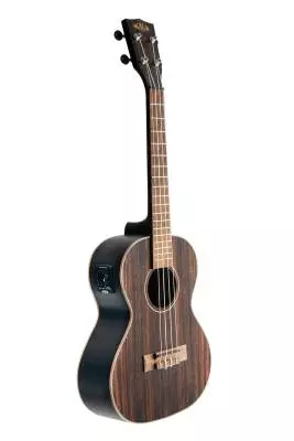 Striped Ebony Tenor Ukulele with Electronics and Built-in Tuner - Ebony