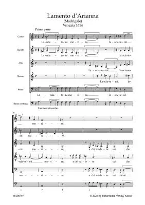 Lamento d\'Arianna - Monteverdi - Score