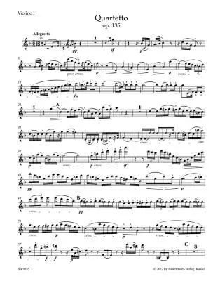 String Quartet in F Major Op. 135 - Beethoven - Set of Parts, Urtext Edition - String Quartet