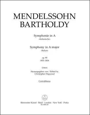 Baerenreiter Verlag - Symphony in a Major Op. 90 Italian (1833-1834) - Mendelssohn Bartholdy - Part, Urtext Edition