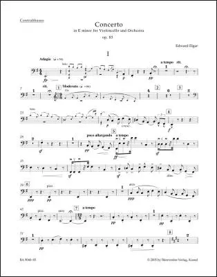 Baerenreiter Verlag - Concerto for Violoncello and Orchestra in E Minor Op. 85 - Elgar - Part, Urtext Edition