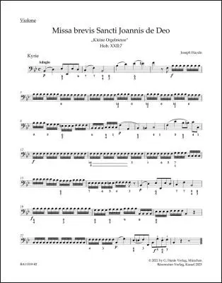 Baerenreiter Verlag - Missa Brevis Sancti Joannis de Deo Hob. XXII:7 Little Organ Mass - Haydn - Violin Part, Urtext Edition