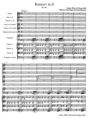 Concerto No. 20 in D Minor K. 466 - Mozart - Study Score, Urtext Edition