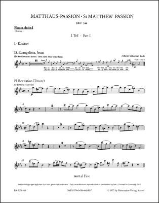 St. Matthew Passion BWV 244 - Bach - Wind Set, Urtext Edition